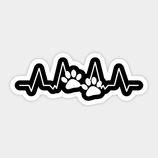 Heartbeat Paw Design For Furparents  Animal Lovers Sticker